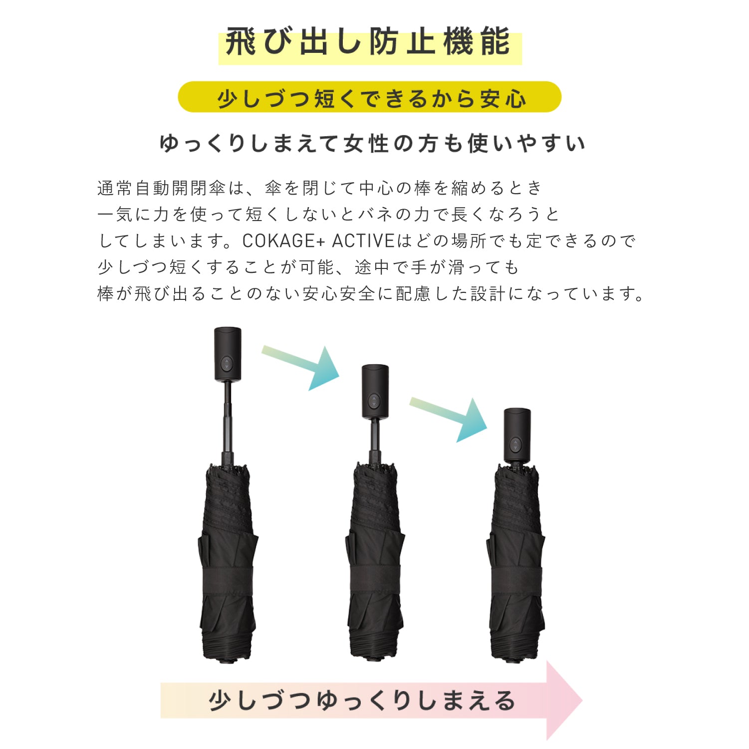 日傘｜完全遮光・自動開閉・サマーシールドⅡ採用｜COKAGE+ ACTIVE